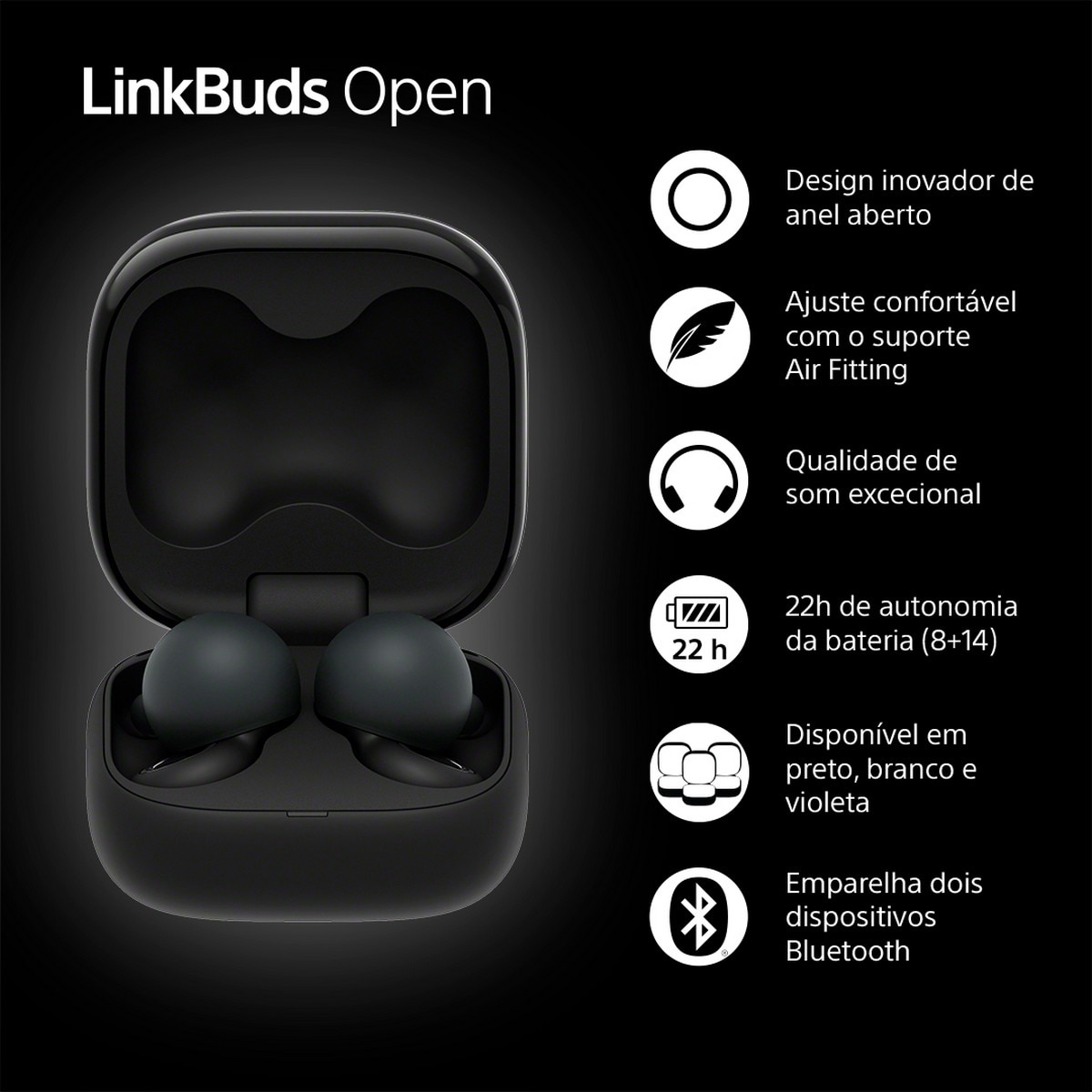 Auriculares Sony True Wireless Link Buds Open Preto-3
