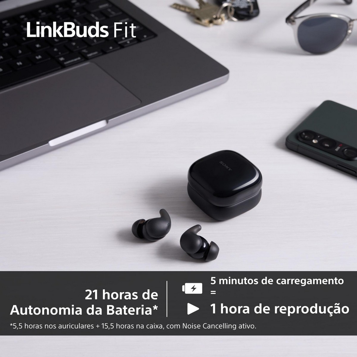 Auriculares Sony WF-LS910N True Wireless LinkBuds Fit com Noise Cancelling Preto-7