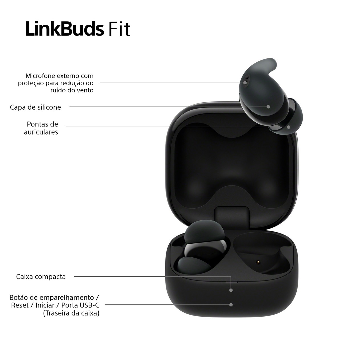 Auriculares Sony WF-LS910N True Wireless LinkBuds Fit com Noise Cancelling Preto-11