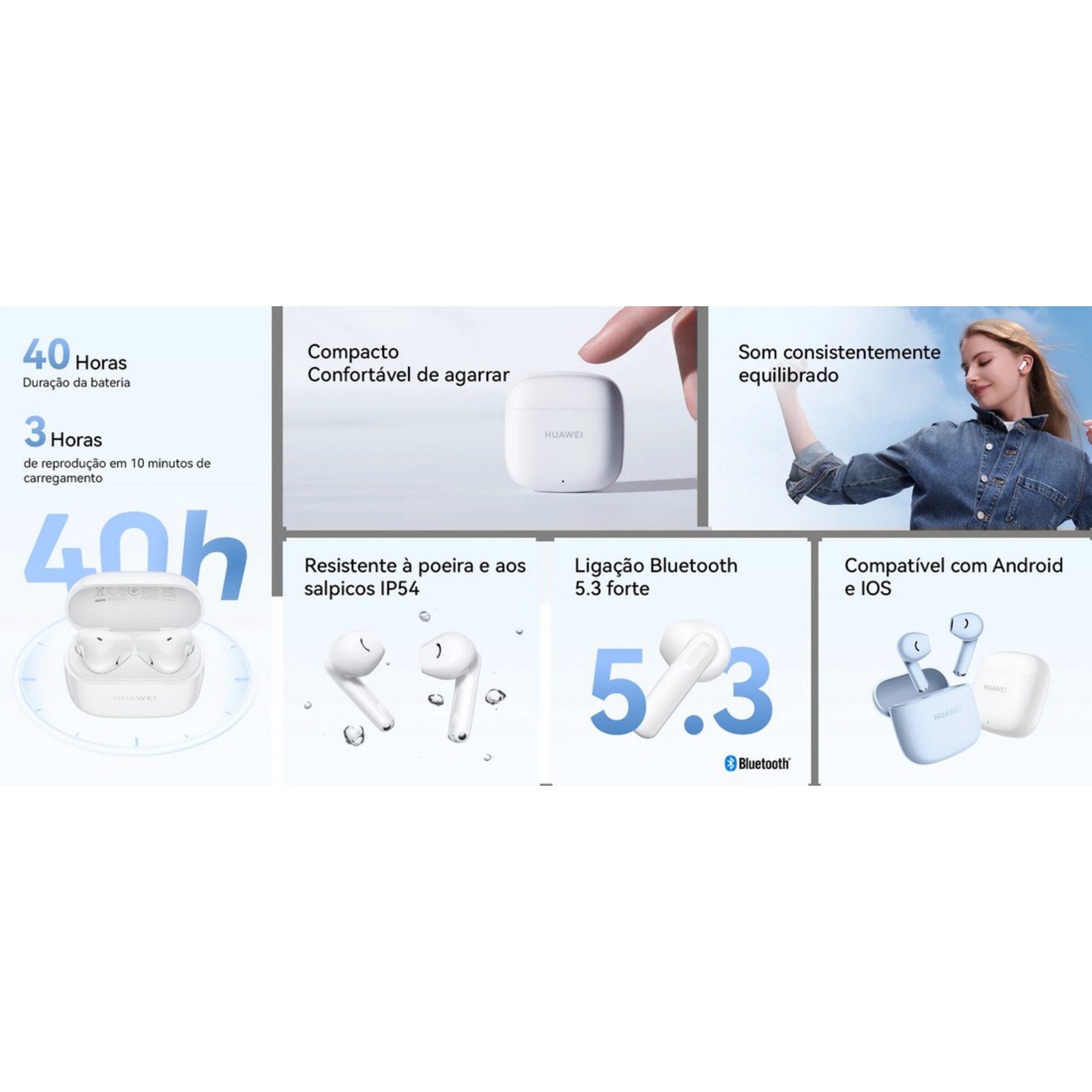 Auriculares Bluetooth True Wireless Huawei FreeBuds SE 2 - Preto Grafite Grafite/Preto-6