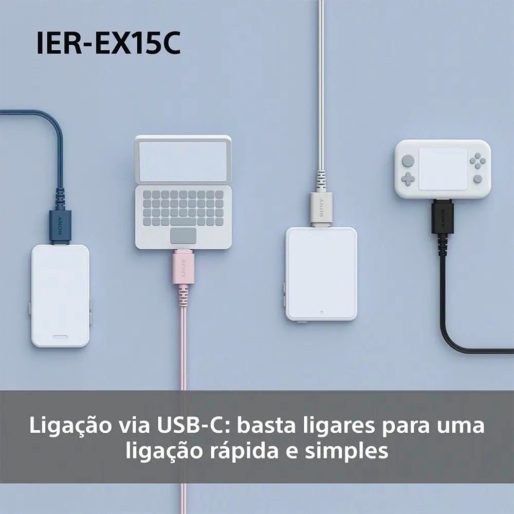 Auriculares Sony IER-EX15C de Botão com Micro e Cabo USB-C Preto-3