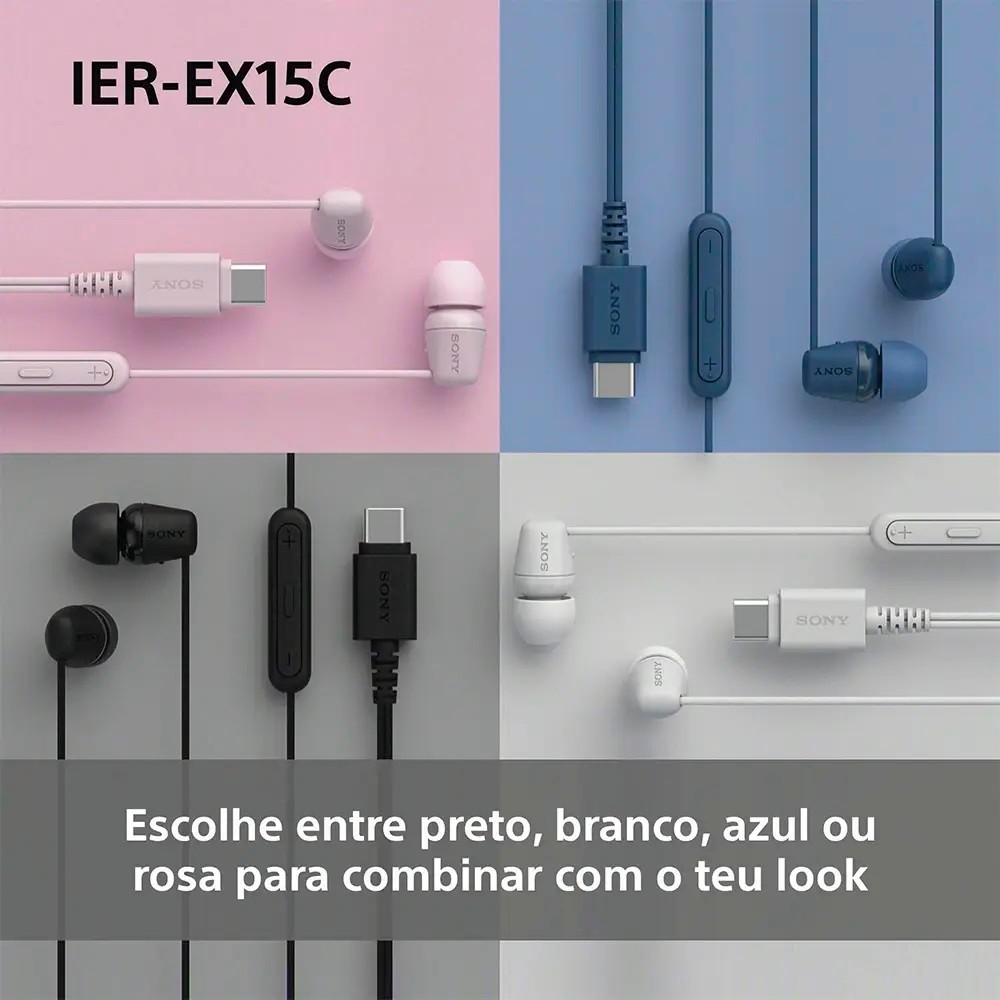Auriculares Sony IER-EX15C de Botão com Micro e Cabo USB-C Preto-7
