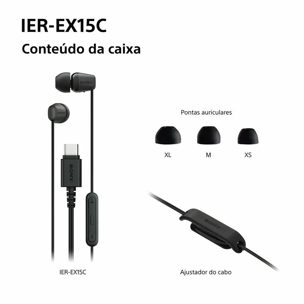 Auriculares Sony IER-EX15C de Botão com Micro e Cabo USB-C Preto-9