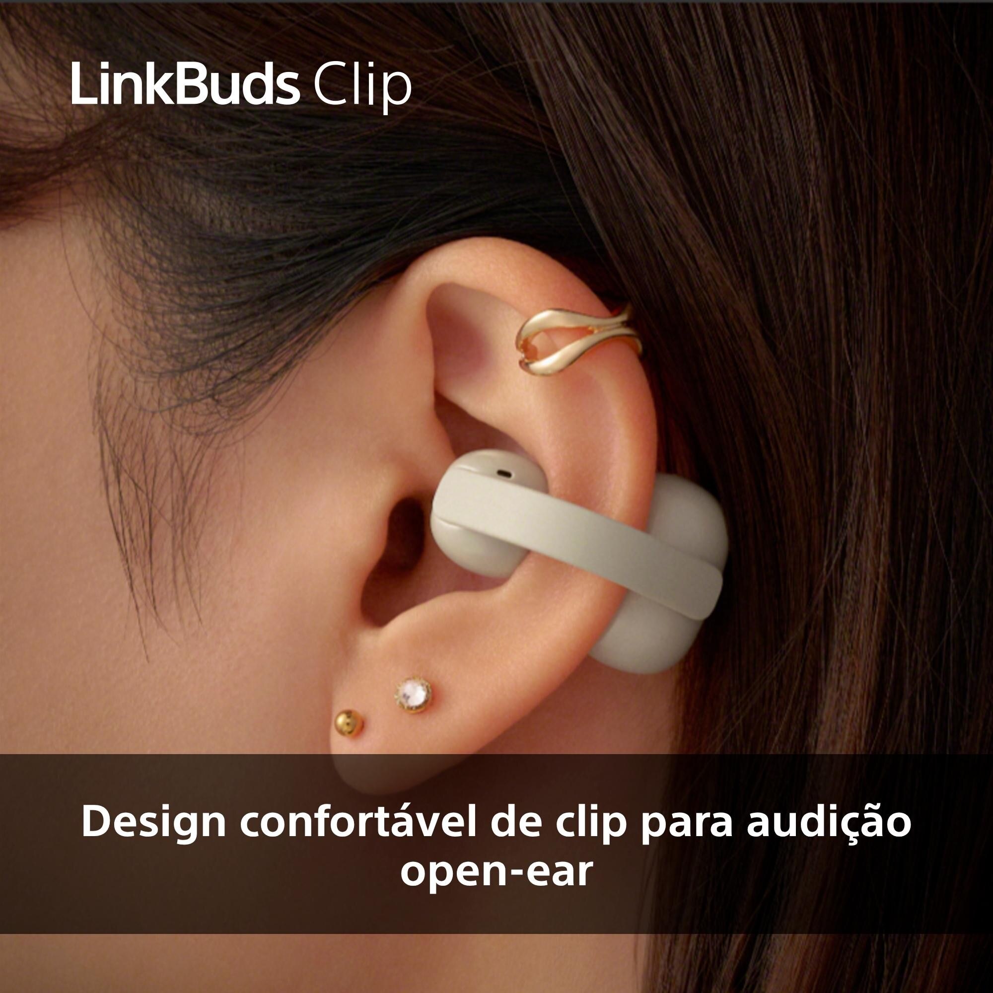 Auriculares sem Fios Sony LinkBuds Clip, Bluetooth, IPX4, 37 Horas de Autonomia Bege-4