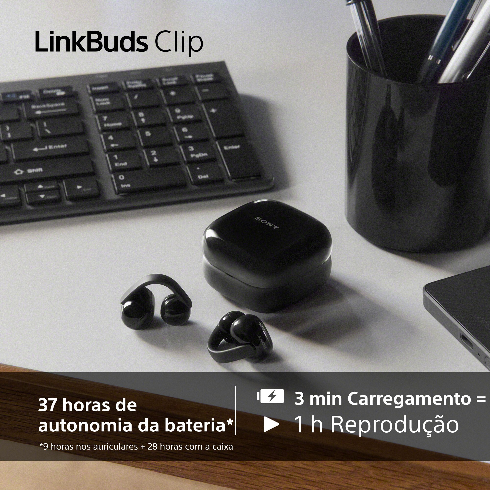 Auriculares sem Fios Sony LinkBuds Clip, Bluetooth, IPX4, 37 Horas de Autonomia Bege-9