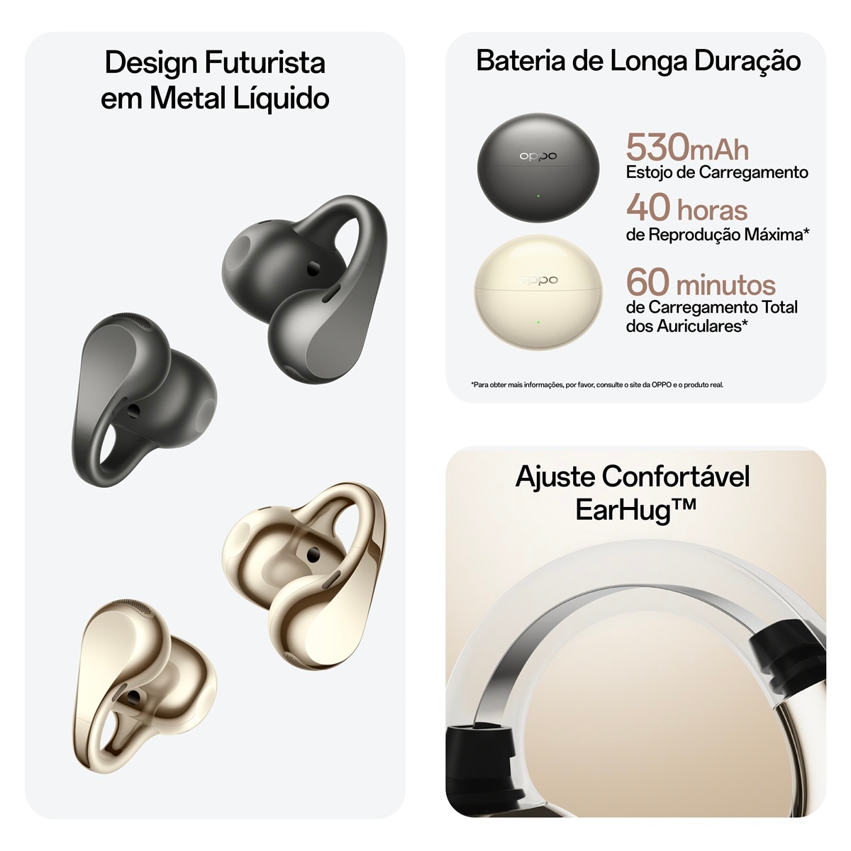 Auriculares Oppo Enco Clip2 Open Earbuds Dourado-3
