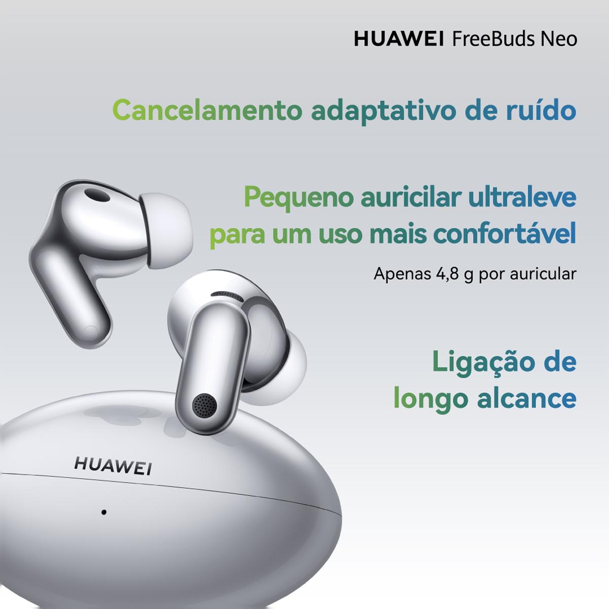 Auriculares True Wireless Huawei FreeBuds Neo com Cancelamento Ativo de Ruído Prata-5