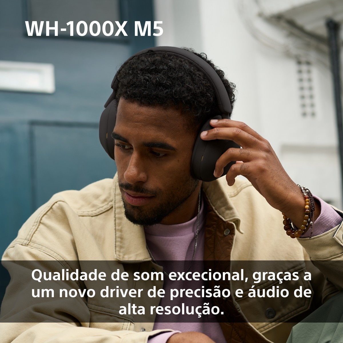 Auscultadores Sony WH1000XM5 Bluetooth, Noise Cancelling, 30 Horas de Bateria, Microfone, para iOS, Android e PC Rosa-pálido-5