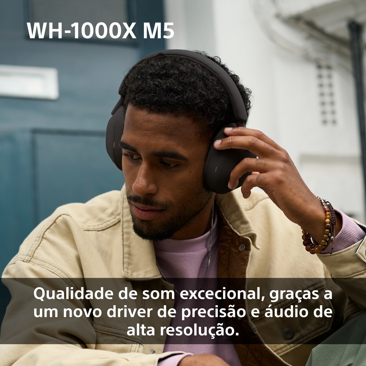 Auscultadores Sony WH1000XM5 Bluetooth, Noise Cancelling, 30 Horas de Bateria, Microfone, para iOS, Android e PC Rosa-pálido-5