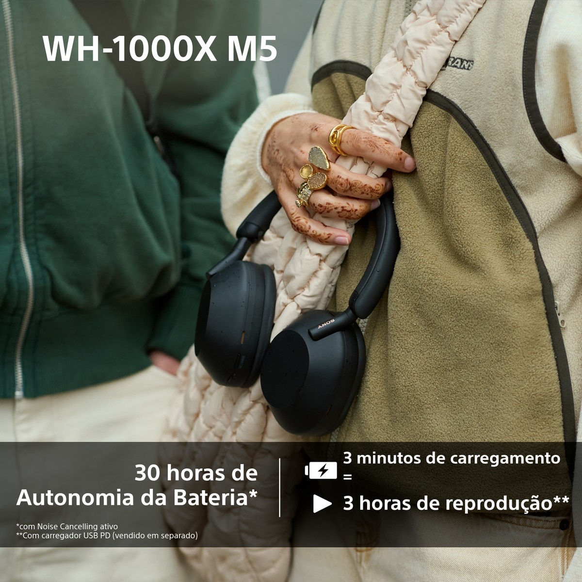 Auscultadores Sony WH1000XM5 Bluetooth, Noise Cancelling, 30 Horas de Bateria, Microfone, para iOS, Android e PC Rosa-pálido-6