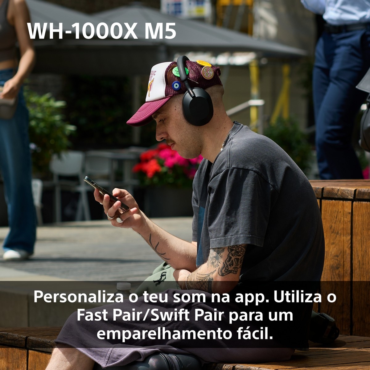 Auscultadores Sony WH1000XM5 Bluetooth, Noise Cancelling, 30 Horas de Bateria, Microfone, para iOS, Android e PC Rosa-pálido-9