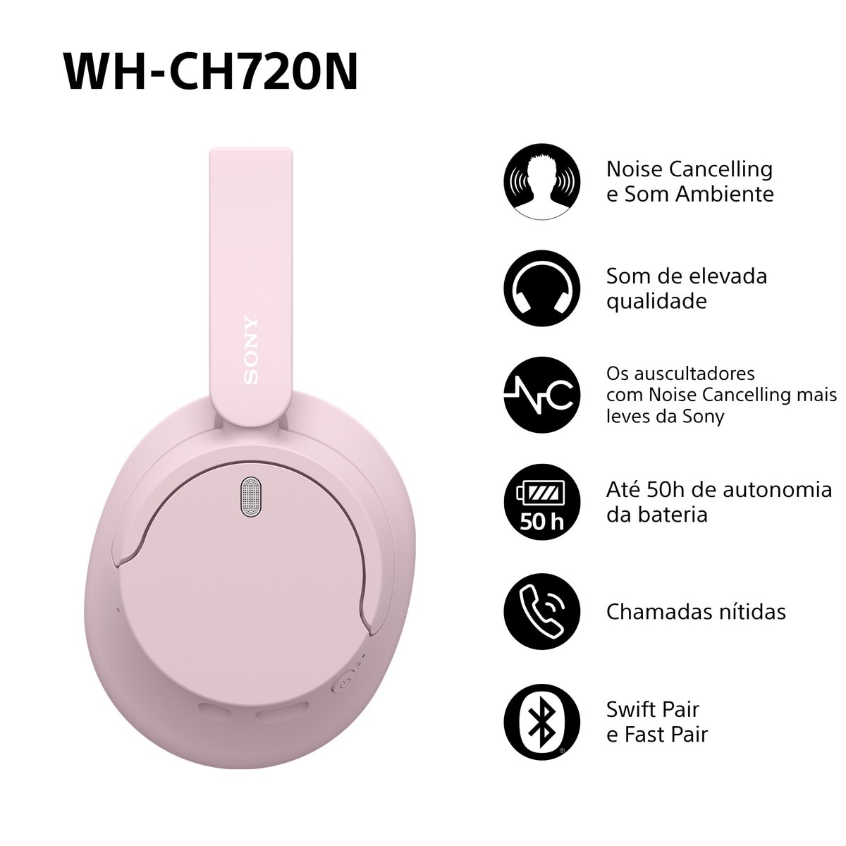 Auscultadores Wireless Sony WH-CH720N Rosa-3