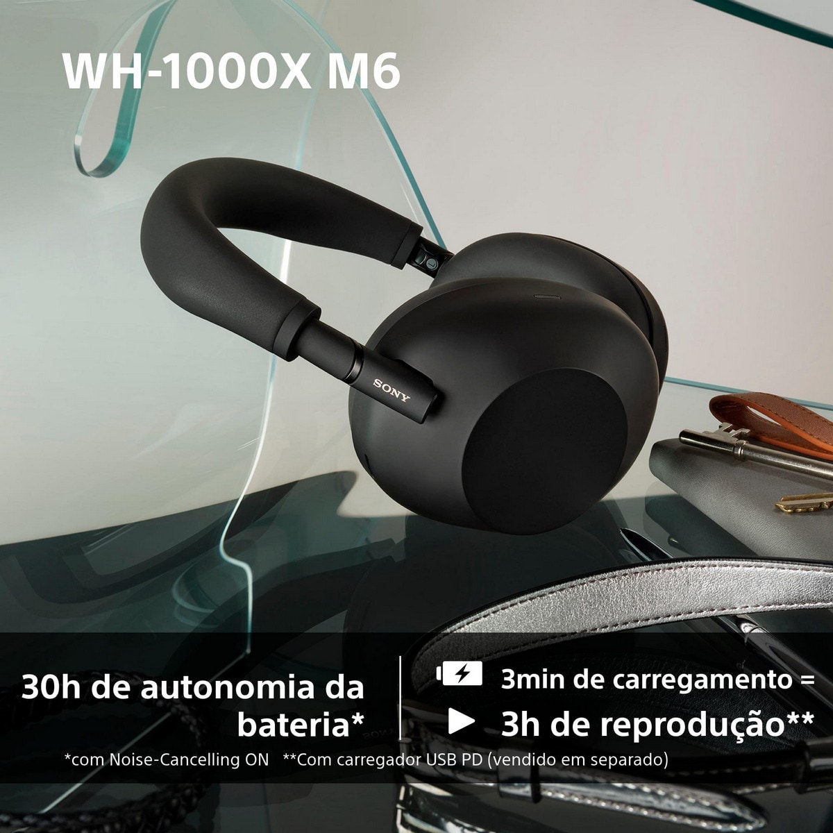 Auscultadores Bluetooth Sony WH-1000XM6, Noise Cancelling Preto-8