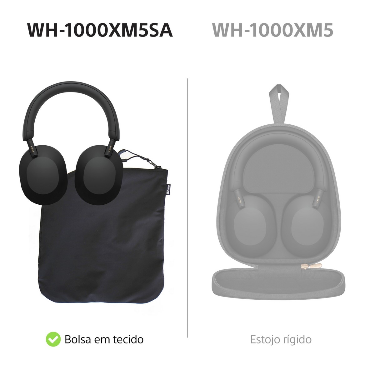 Auscultadores sem fios Sony WH-1000XM5SA Premium, Bluetooth com Noise Cancelling e com Bolsa em Tecido - Preto Preto-3