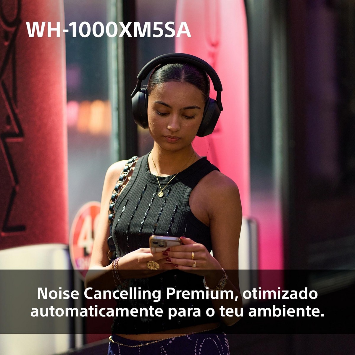 Auscultadores sem fios Sony WH-1000XM5SA Premium, Bluetooth com Noise Cancelling e com Bolsa em Tecido - Preto Preto-4