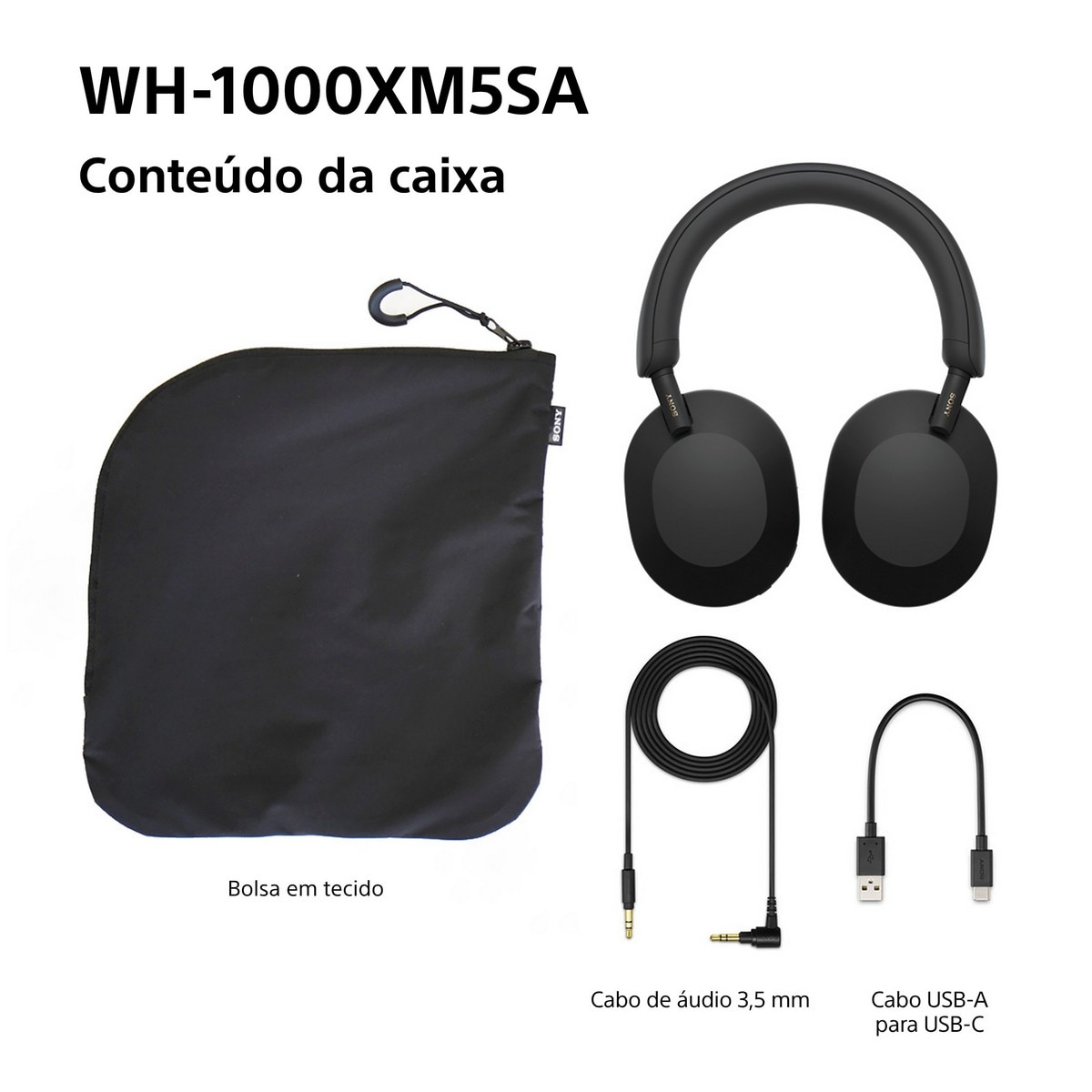 Auscultadores sem fios Sony WH-1000XM5SA Premium, Bluetooth com Noise Cancelling e com Bolsa em Tecido - Preto Preto-11
