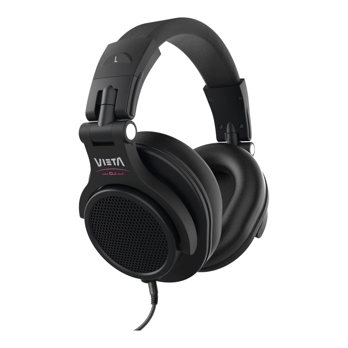 Auscultadores DJ Vieta Pro Halo com Cabo e Isolamento de Som Profissional Preto-2