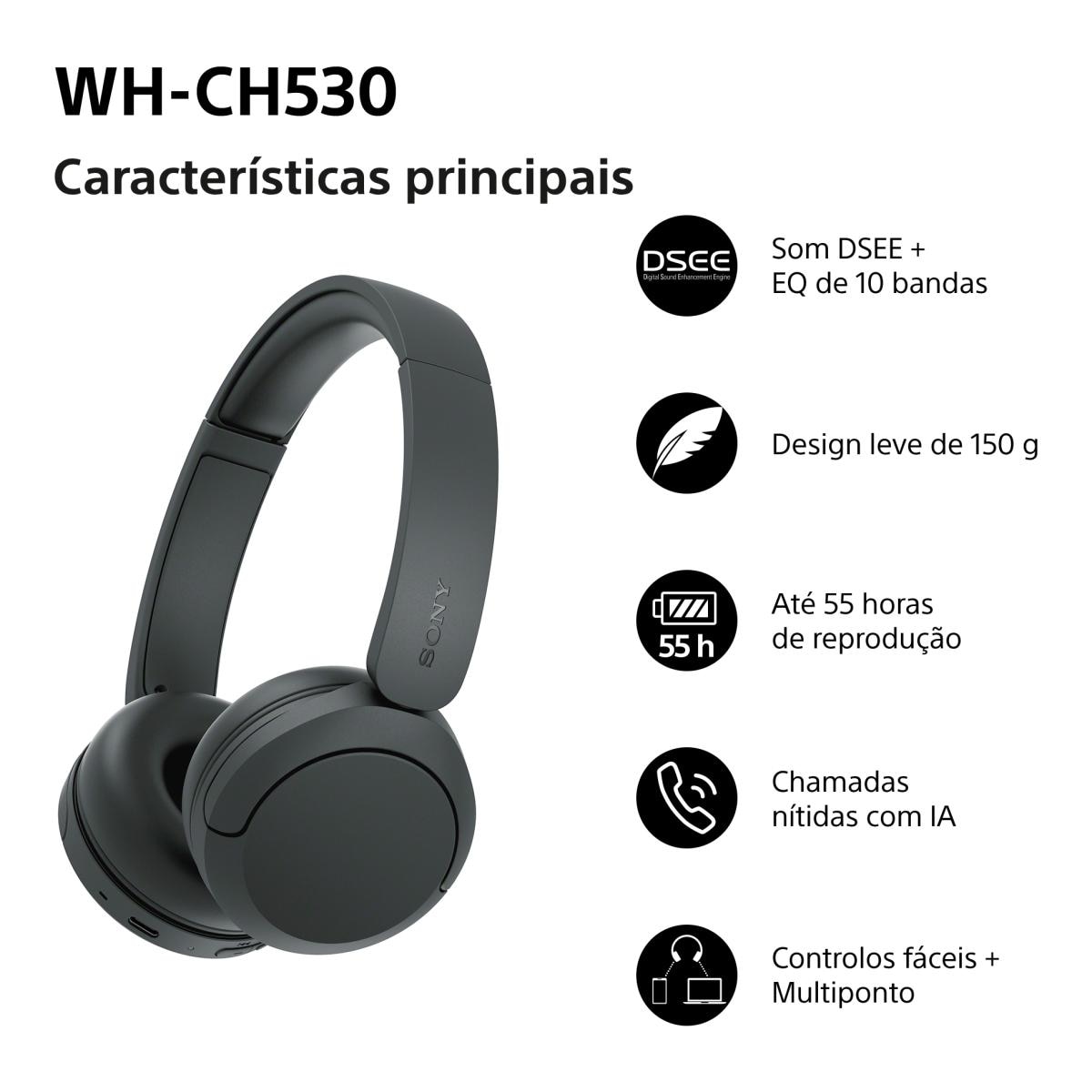 Auscultadores Bluetooth Sony WH-CH530 Preto-4
