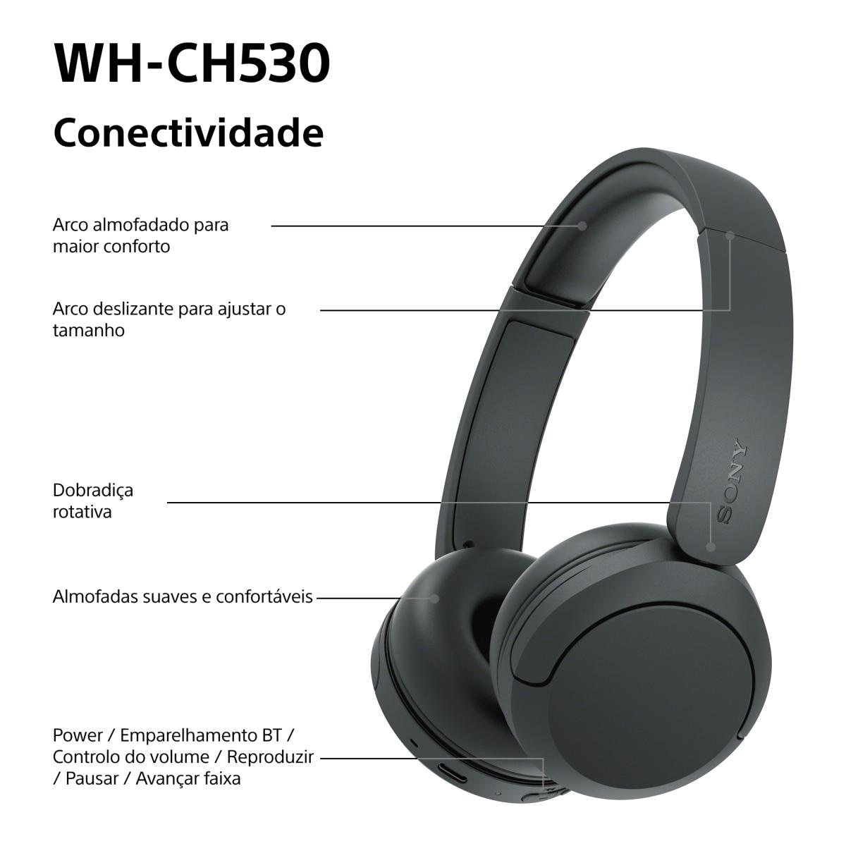 Auscultadores Bluetooth Sony WH-CH530 Preto-10