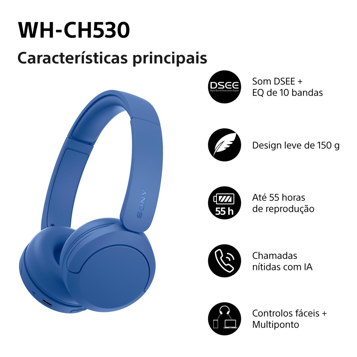 Auscultadores Bluetooth Sony WH-CH530 Azul-4