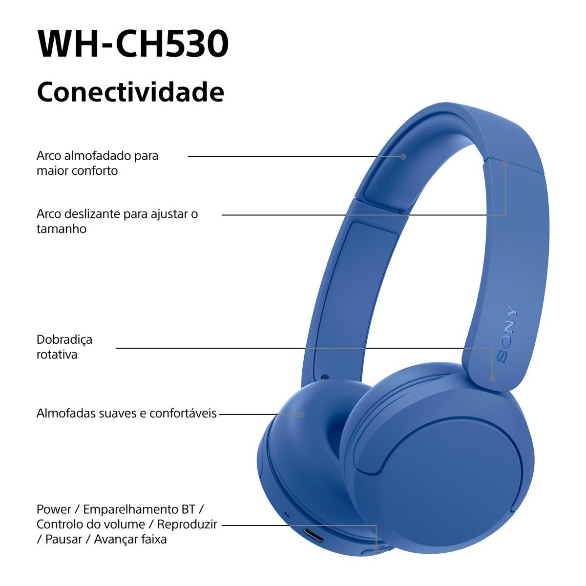 Auscultadores Bluetooth Sony WH-CH530 Azul-10