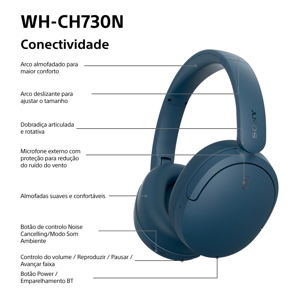 Auscultadores Bluetooth com NC Sony WH-CH730N 11