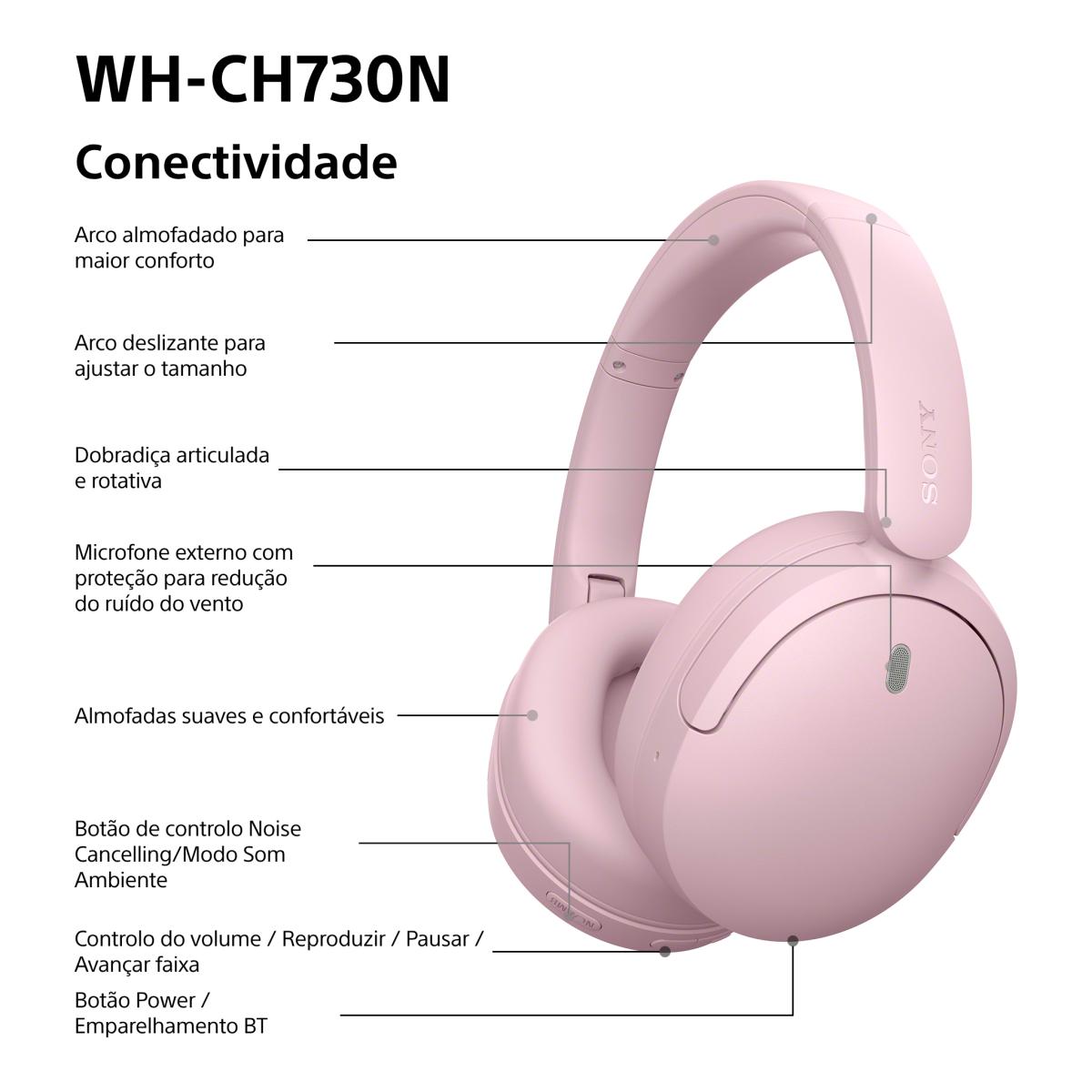 Auscultadores Bluetooth com NC Sony WH-CH730N Rosa-11