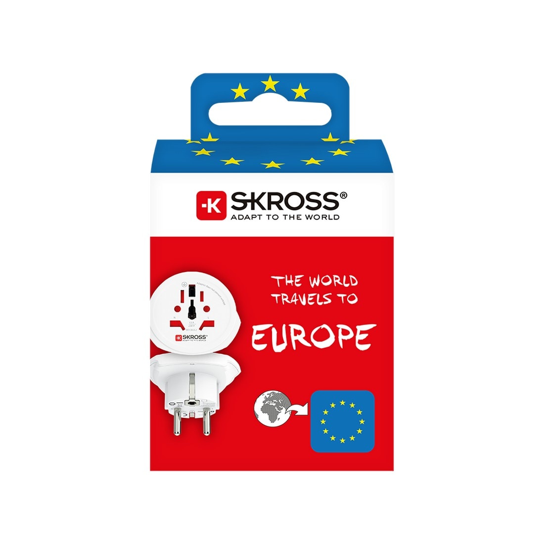 Adaptador de Viagem Mundial-Europa (Schuko) para Dispositivos de 2 e 3 Polos Branco / Vermelho-3