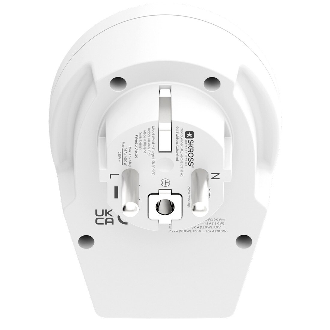 Adaptador Skross Mundo para Europa USB AC20PD Branco-3