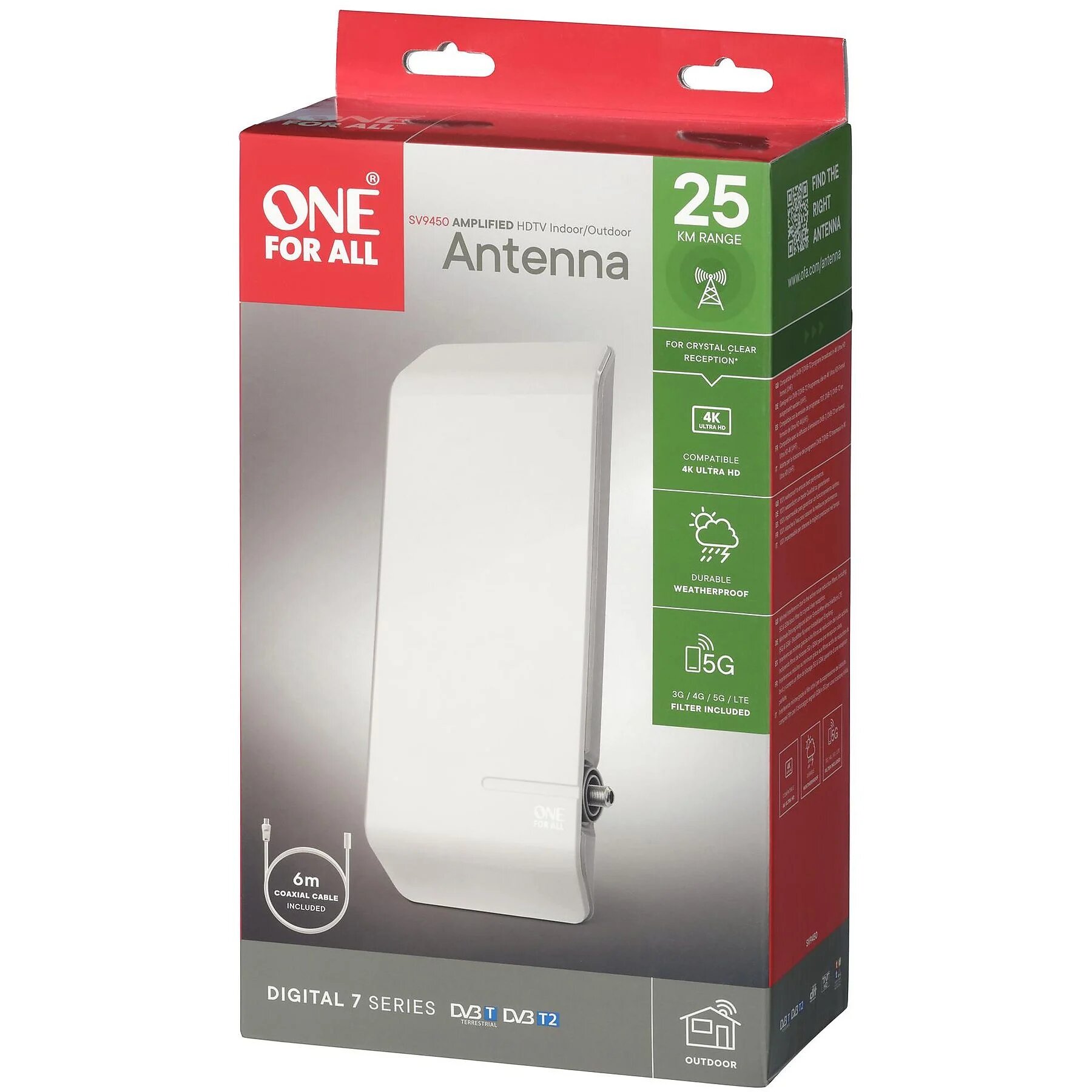 Antena Exterior One For All SV 9450 25KM 4K 5G Branco-2