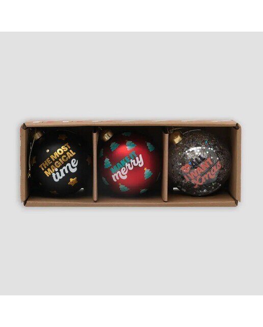 Conjunto de 3 bolas para árvore de Natal - Make it merry 1