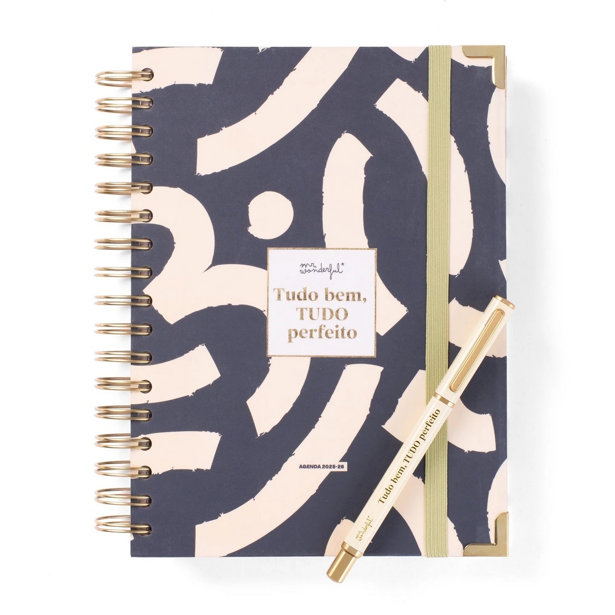 Conjunto de Agenda Office 2025-26 Diária + caneta - Tudo bem, tudo perfeito 1
