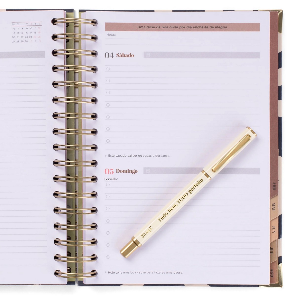 Conjunto de Agenda Office 2025-26 Diária + caneta - Tudo bem, tudo perfeito 2
