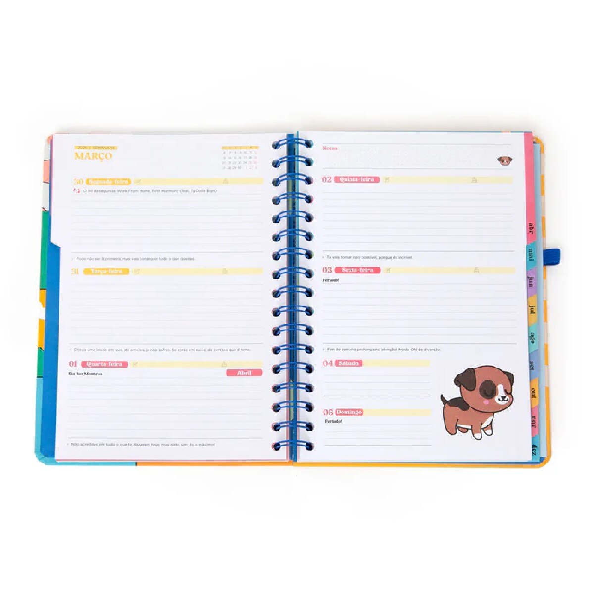 Agenda Semanal 12 Meses 2026 A5 - Planos Random 5
