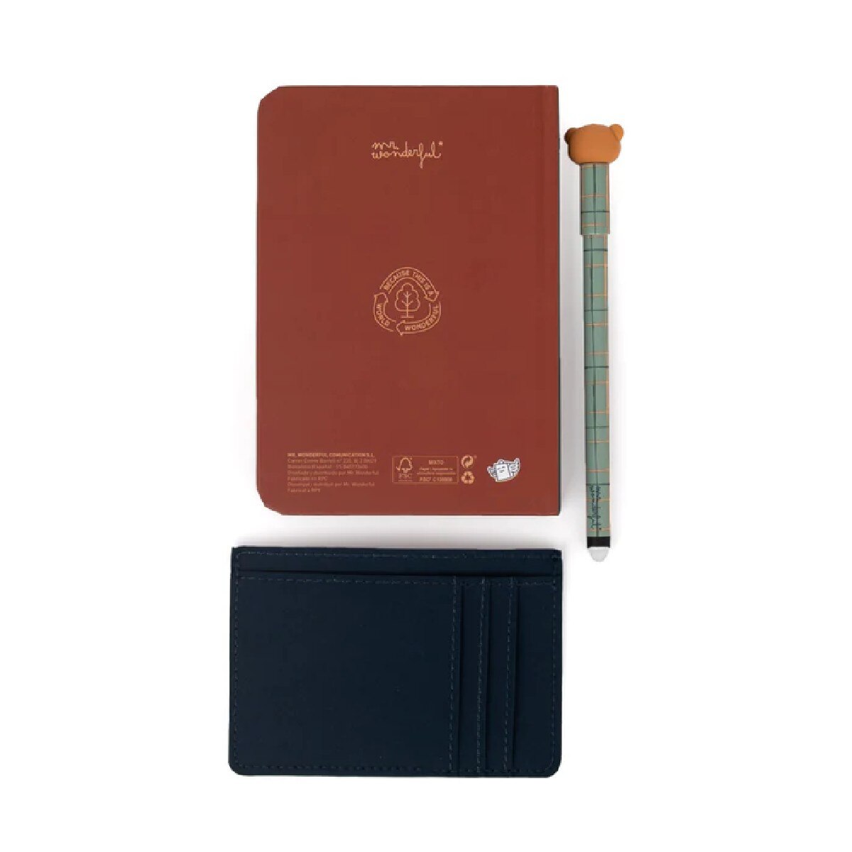 Conjunto Caderno A6 + Porta Cartões + Caneta Apagável Bo-Bo Urso 3