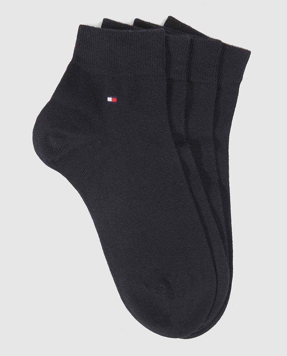 Pack de dois pares de meias de homem Tommy Hilfiger pelo tornozelo em preto Preto-1