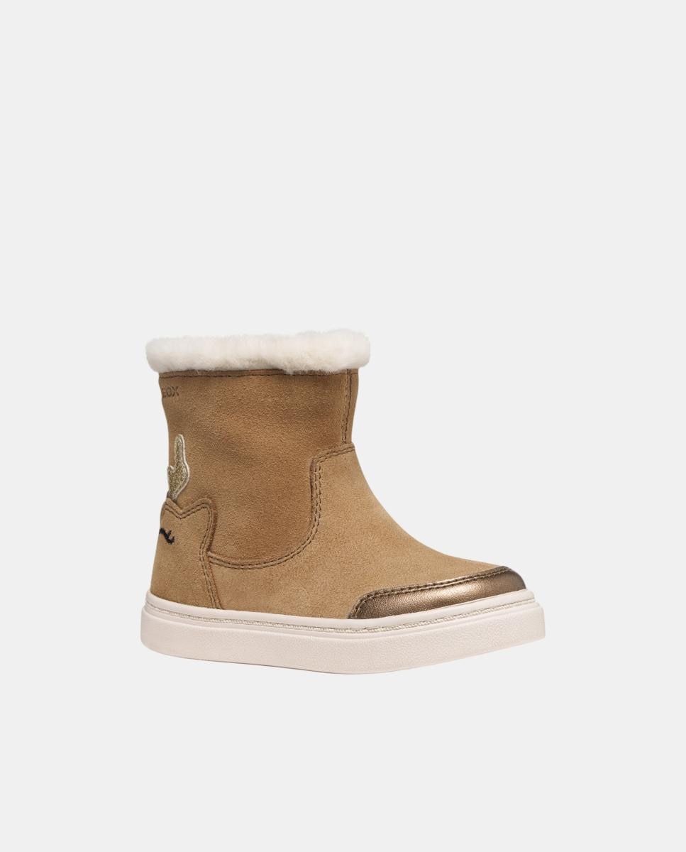 Botins de bebé com pelo em camurça Castanho Whisky-2