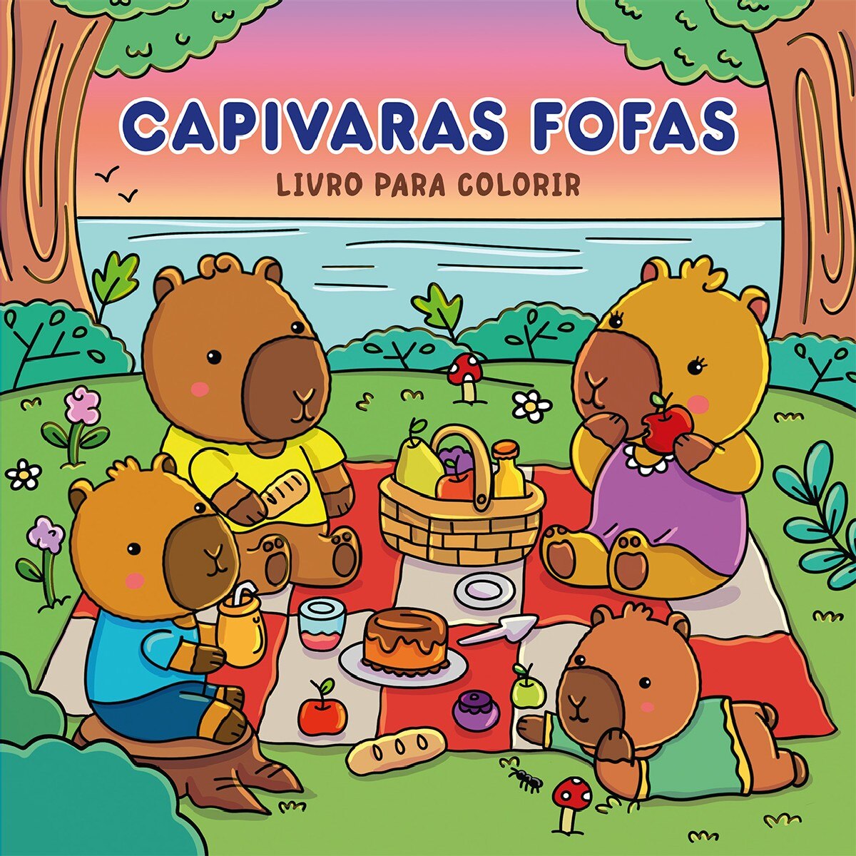 Capivaras Fofas - Livro para Colorir 1