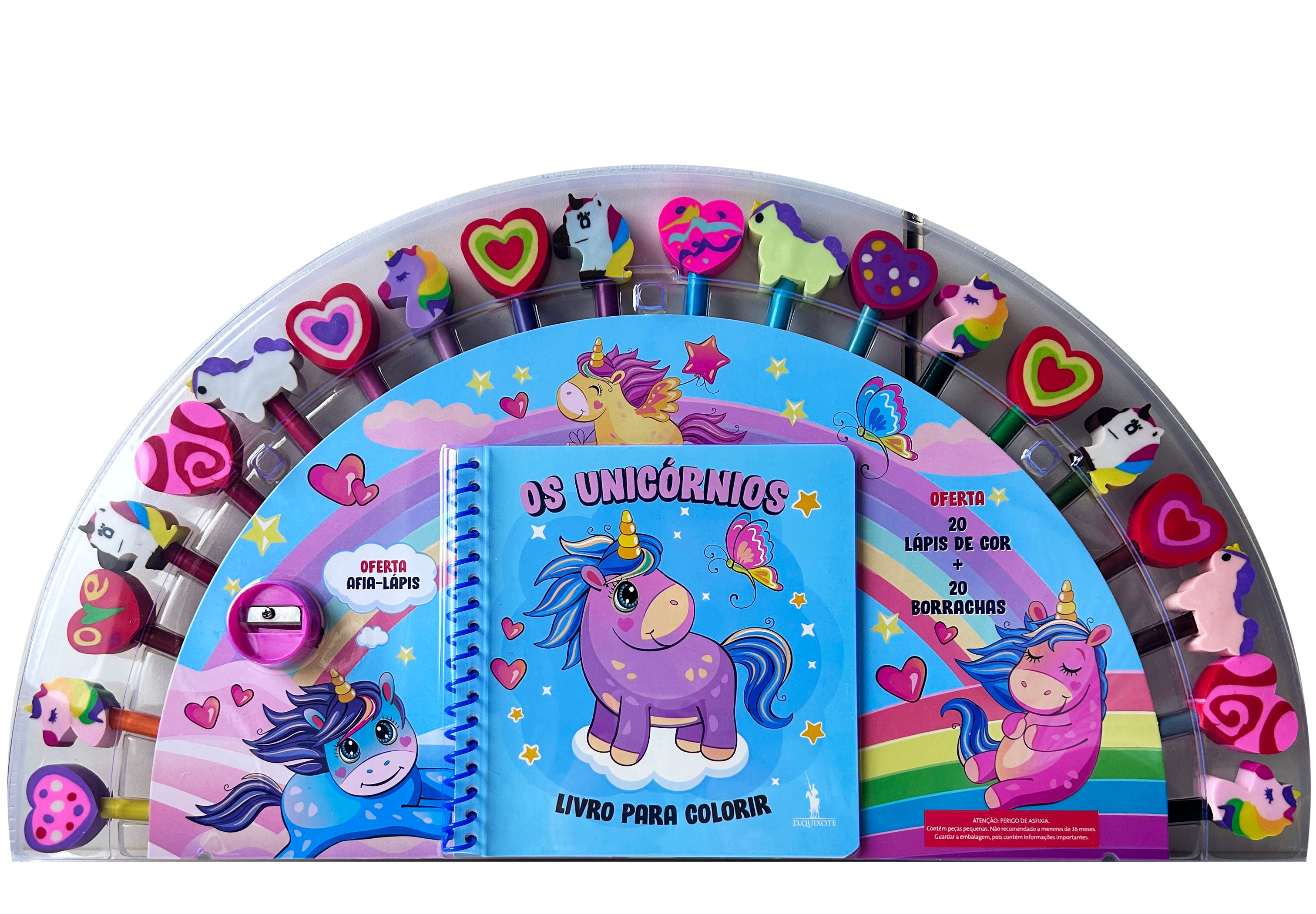 Os Unicórnios - Livro para Colorir com 20 lápis + 20 borrachas 1