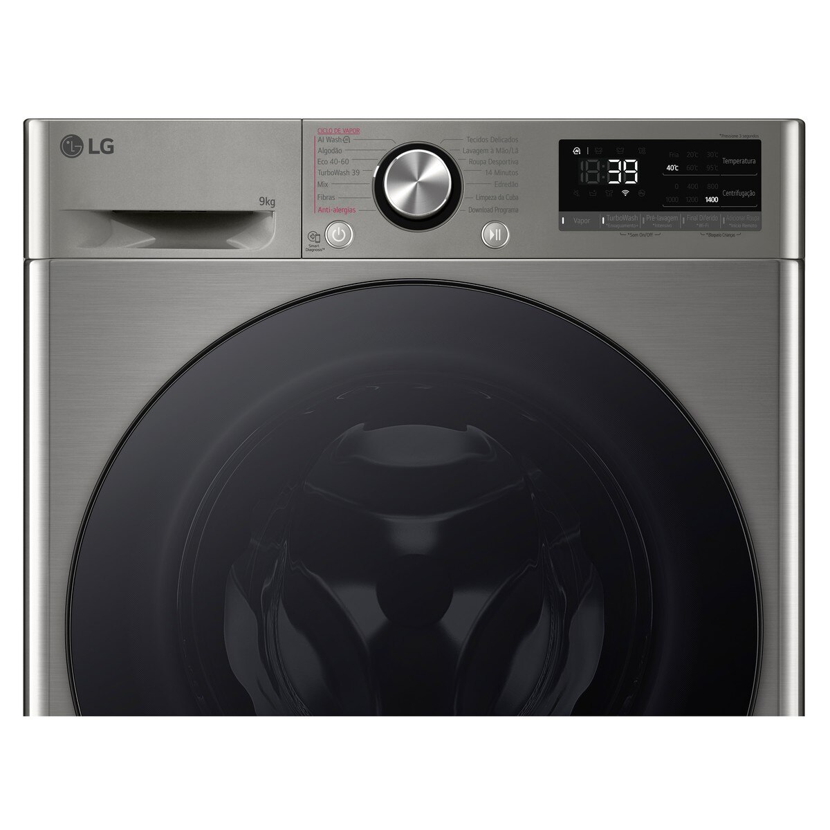 Recondicionado - Grade A - Máquina de Lavar Roupa LG F4WR709SGS Carga Frontal AI DD Steam TurboWash360 de 9 Kg e de 1400 rpm - Inox Preto-6