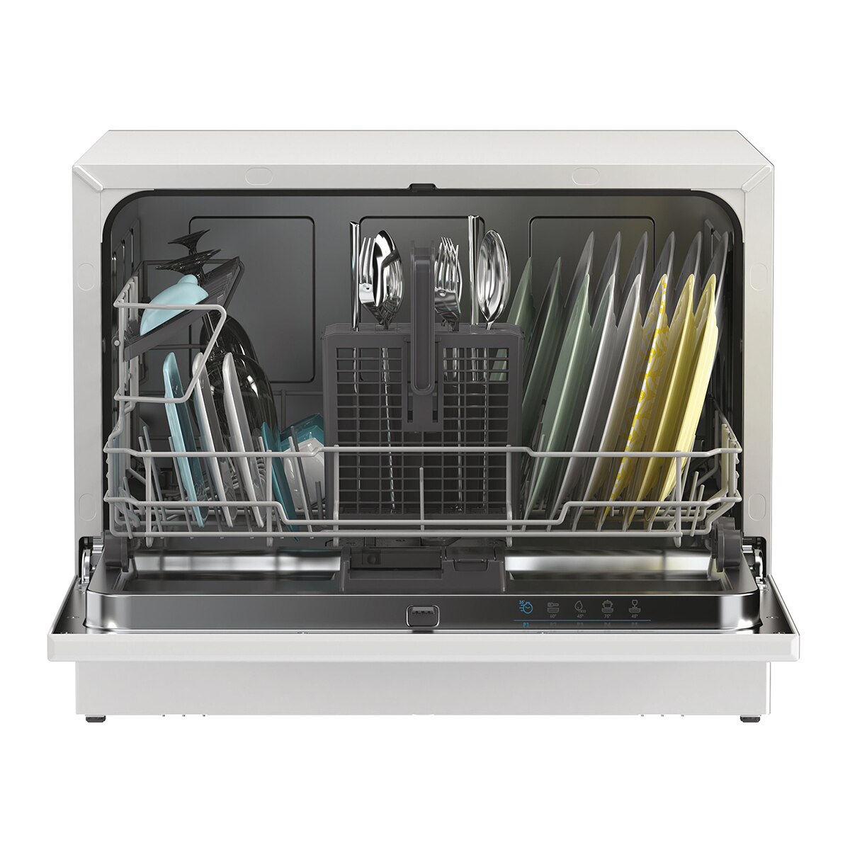 Recondicionado - Grade B - Máquina de Lavar Loiça Candy RapidoÓ CP 6E51LW Compacta, de 6 Conjuntos e de 45 cm - Branco Branco-3
