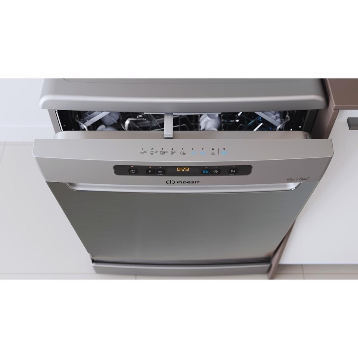 Recondicionado - Grade A - Máquina de Lavar Loiça Indesit DFO 3T133 A F X de 14 Talheres, 3ª Bandeja e de 60 cm - Inox Inox-7