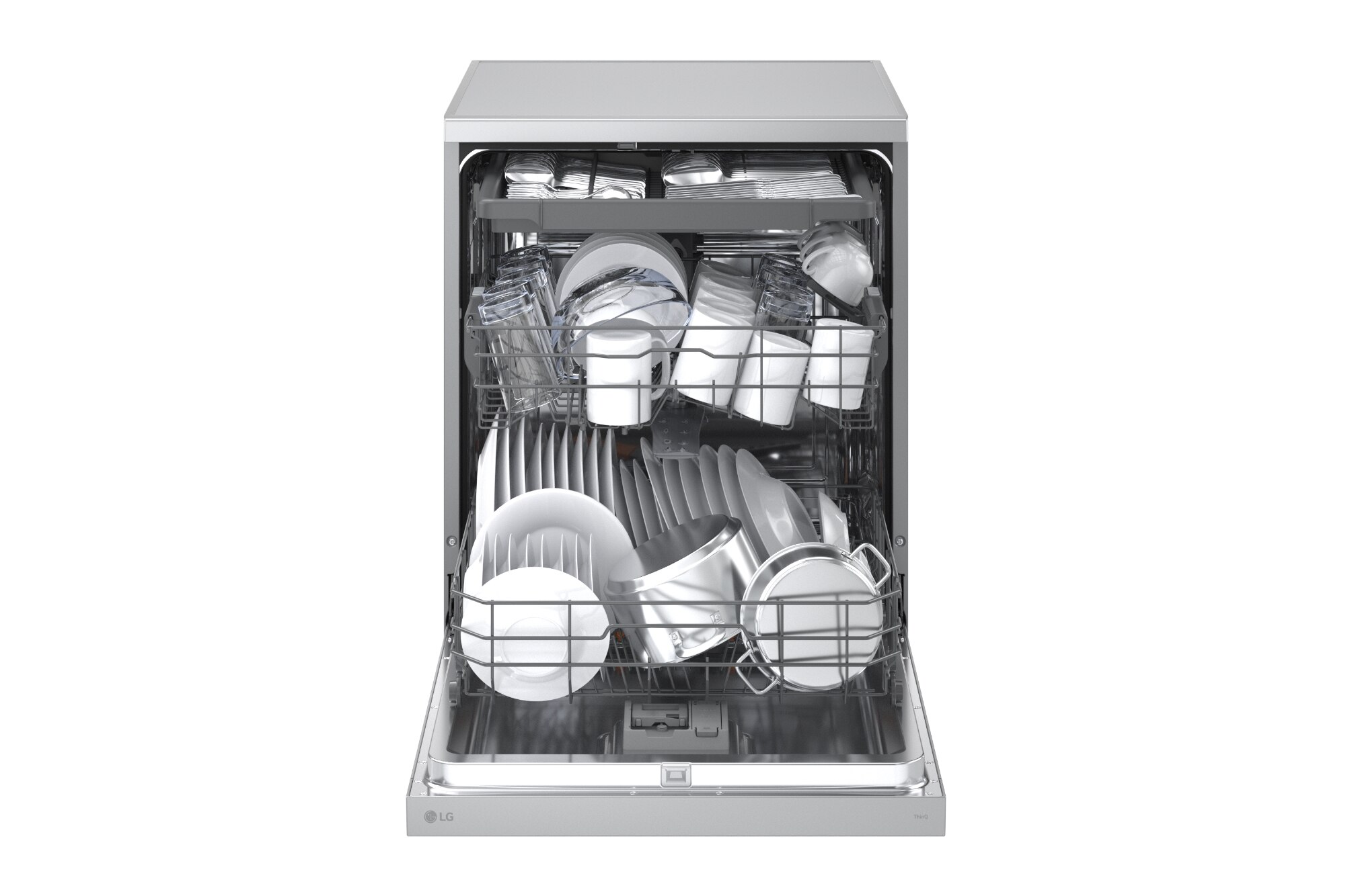 Recondicionado - Grade B - Máquina de Lavar Loiça LG DF273FVS de 14 conjuntos, 60 cm e com QuadWash, TrueSteam e EasyRack Plus e 3ª Bandeja - Silver Silver-14