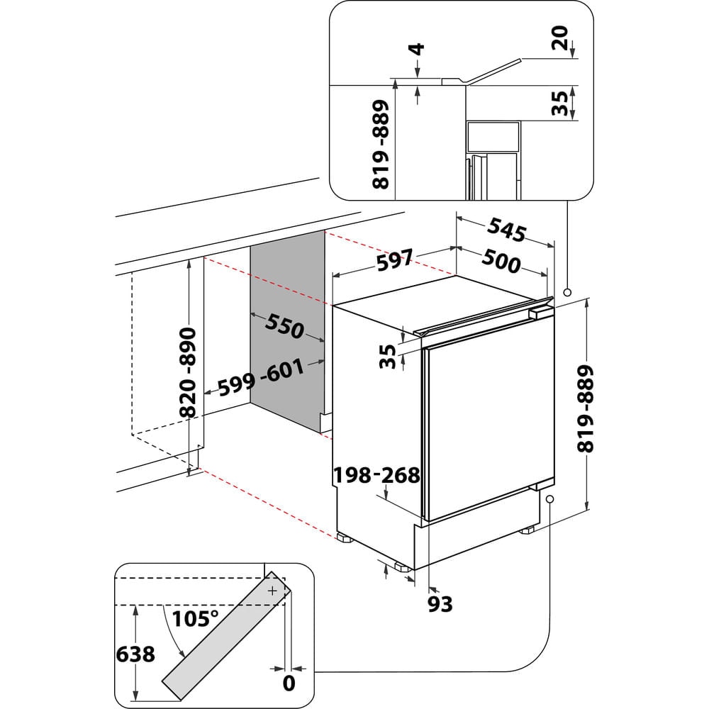 Recondicionado - Grade A - Arca Mini Congeladora Vertical Encastrável Whirlpool AFB 8281 com Controlo Mecânico e de 81,9 cm - Branco Branco-6