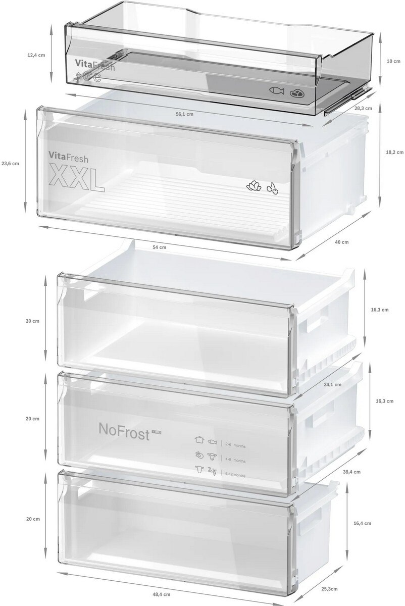 Recondicionado - Grade A - Frigorífico Combinado Bosch Série 4 KGN497ICT VitaFresh XXL, PerfectFit e No Frost e de 203 cm - Inox Anti-dedadas Aço Antimarcas-6