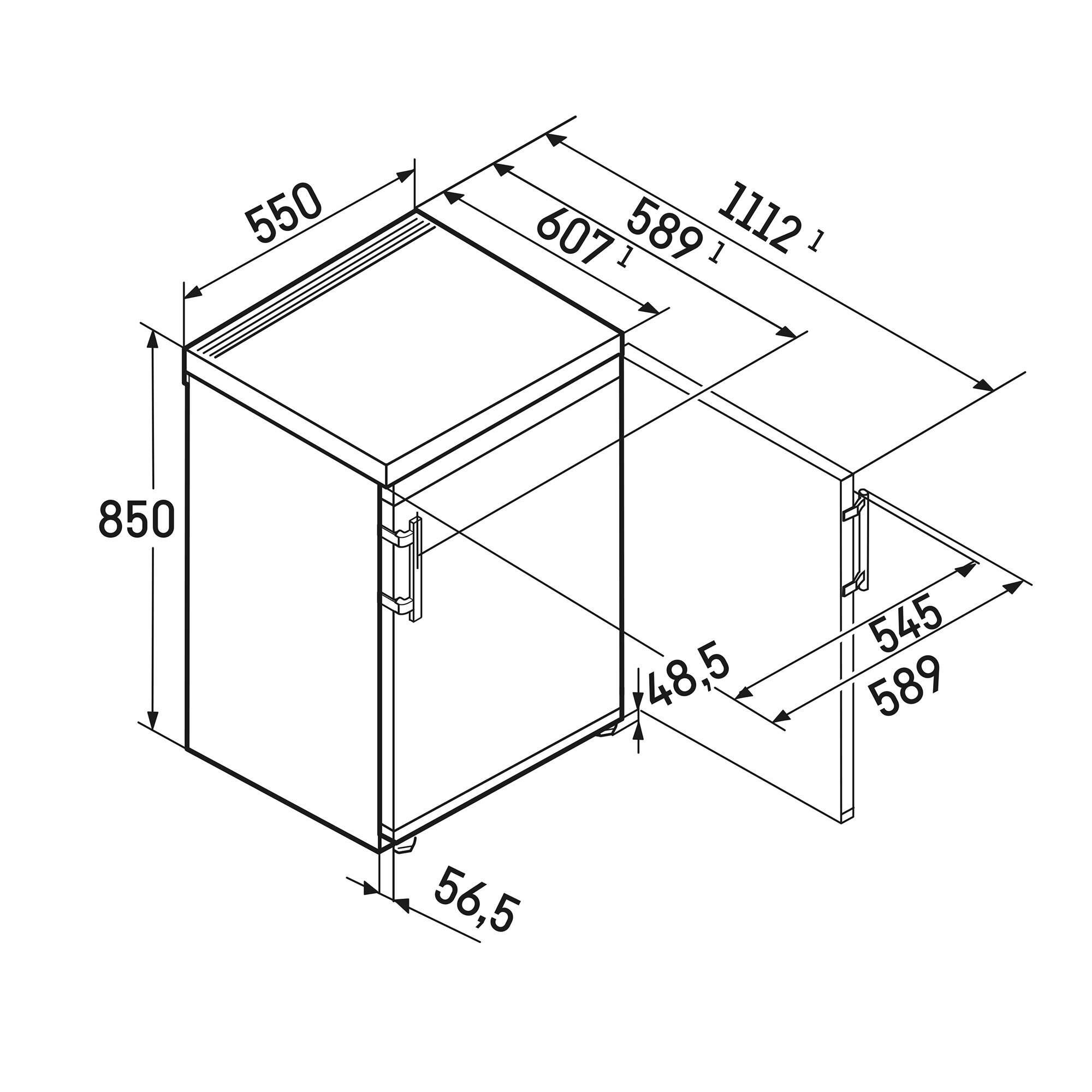 Recondicionado - Grade B - Frigorífico Mini de 1 Porta Liebherr Re 1400 Função Super Cool e de 85 cm - Branco Branco-4