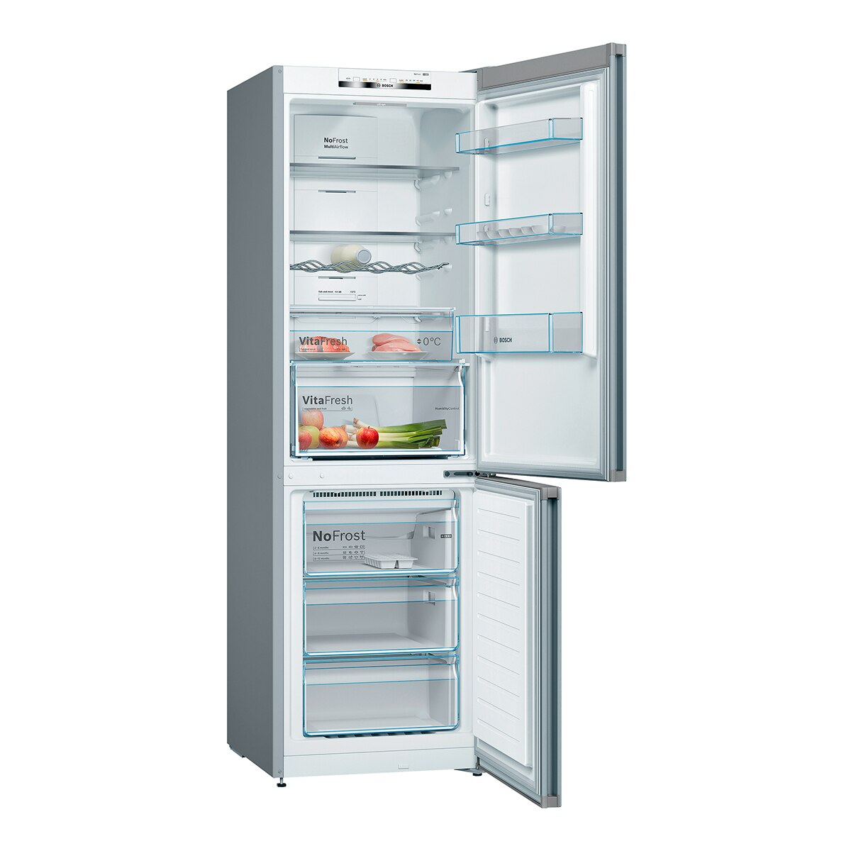 Recondicionado - Grade A - Frigorífico Combinado Bosch Série 4 KGN366ICF VitaFresh PerfectFit e No Froste de 186 cm - Inox Anti-dedadas Cinza-2