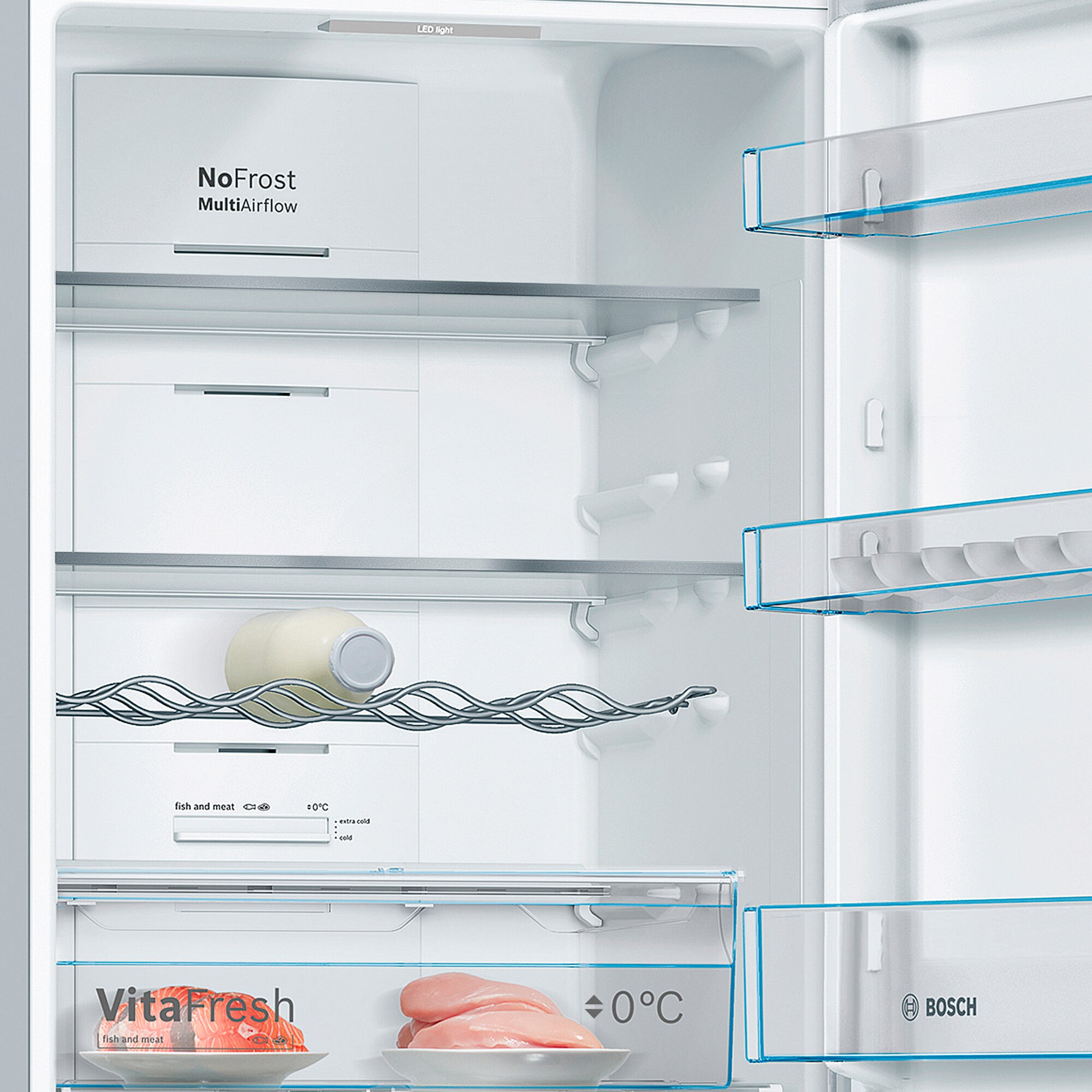 Recondicionado - Grade A - Frigorífico Combinado Bosch Série 4 KGN366ICF VitaFresh PerfectFit e No Froste de 186 cm - Inox Anti-dedadas Cinza-5