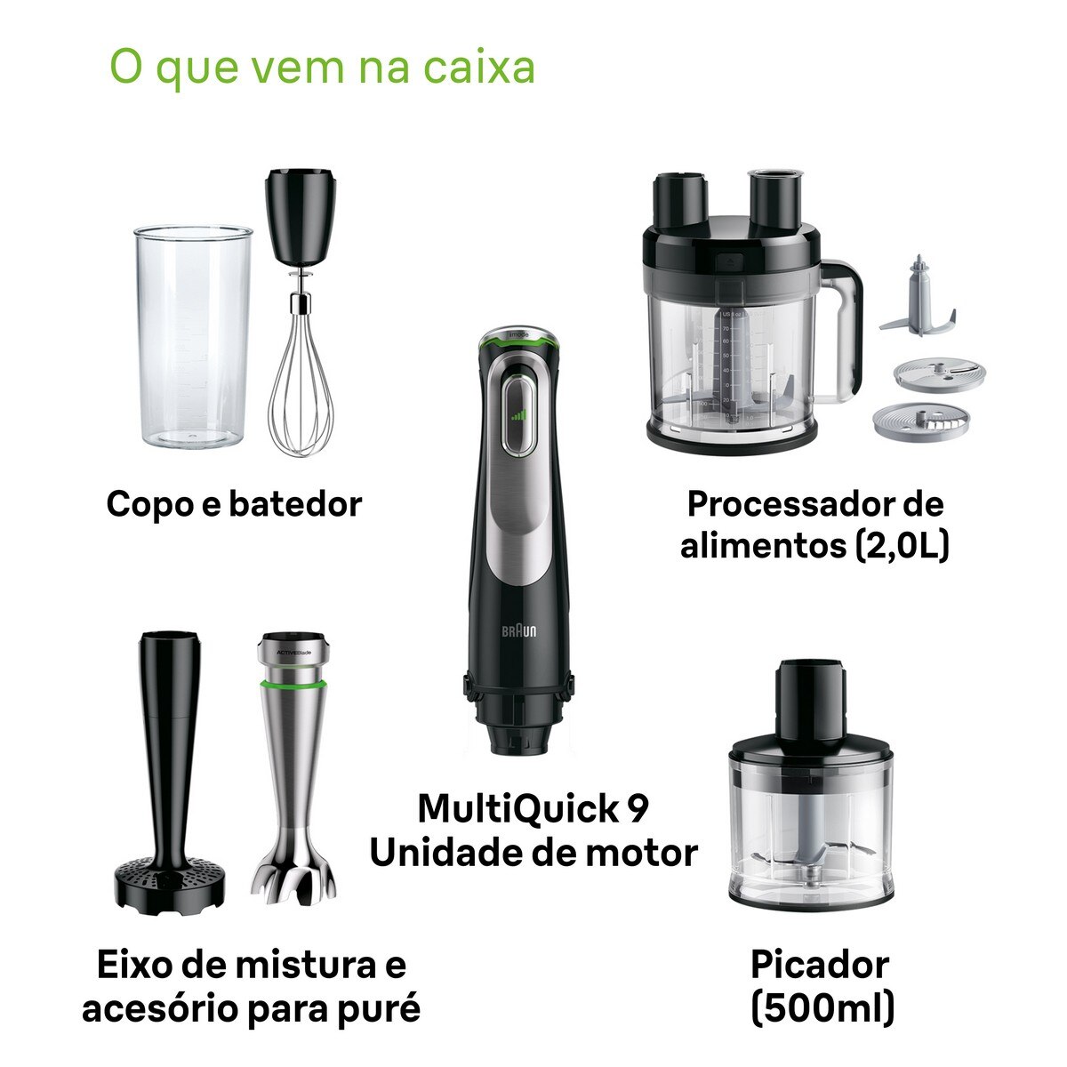 Recondicionado - Grade A - Varinha Mágica Braun MultiQuick 9 MQ 9187XLI de 1200 W com Acessórios - Preto Preto-7