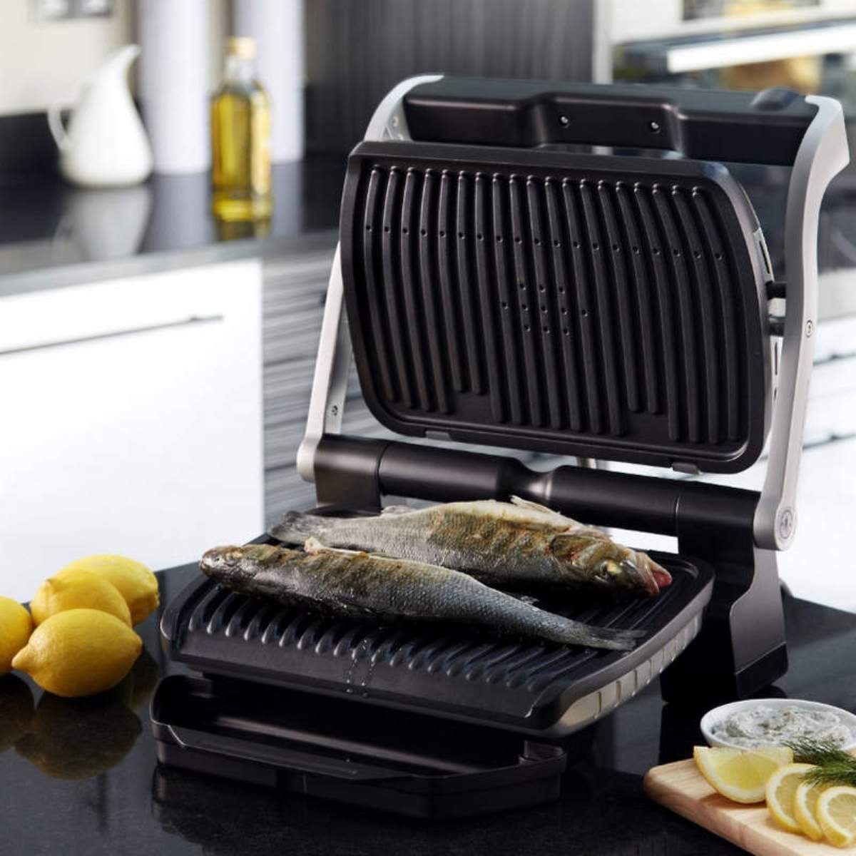 Recondicionado - Grade B - Grelhador de Placas Tefal Optigrill GC712D12 de 2000 W com 6 Programas de Culinária - Prateado Prateado-3